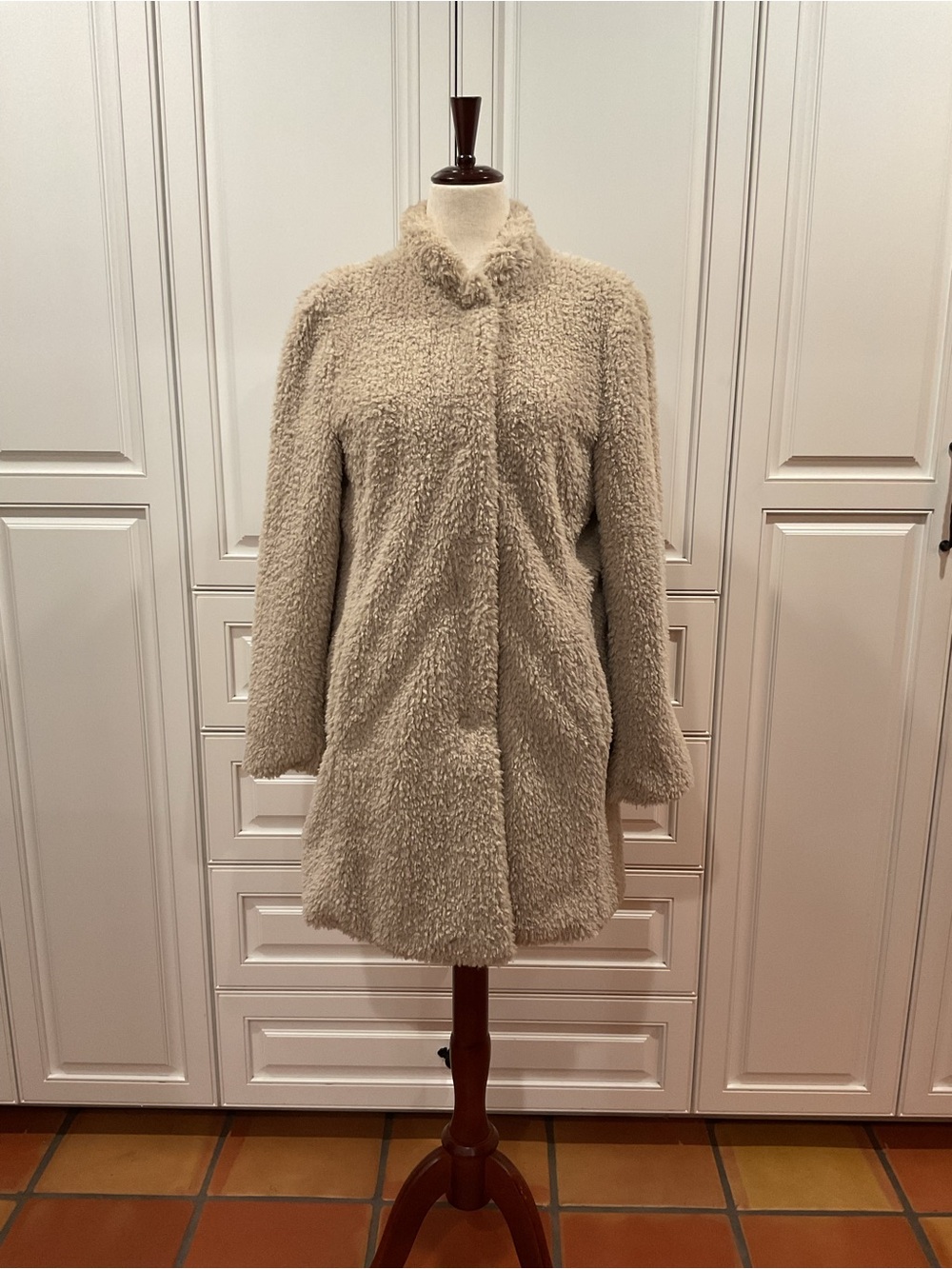 Kenneth Cole New York Cream Faux-Shearling Teddy Coat